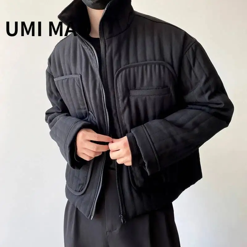 

UMI MAO Yamamoto Dark Casual Ascetic Stand-up Collar Short Cotton Jacket Trend Simple Design Section Coat Men Women Winter Y2K