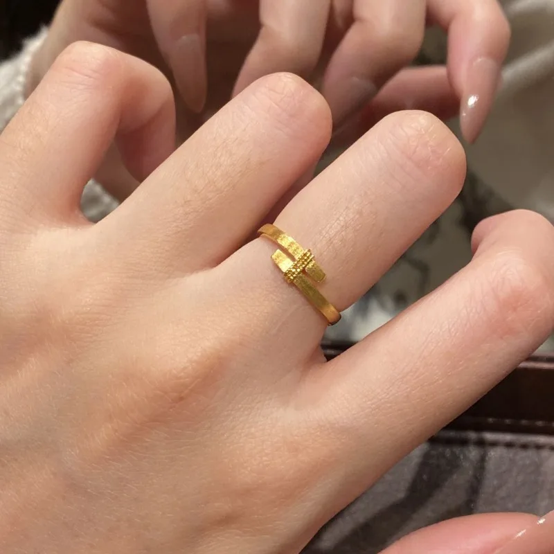 Xiaohongshu أزياء الذهب شعبية بسيطة رائعة افتتاح حلقة المرأة الخفيفة الفاخرة عالية الشعور عبر حلقة قابل للتعديل #1