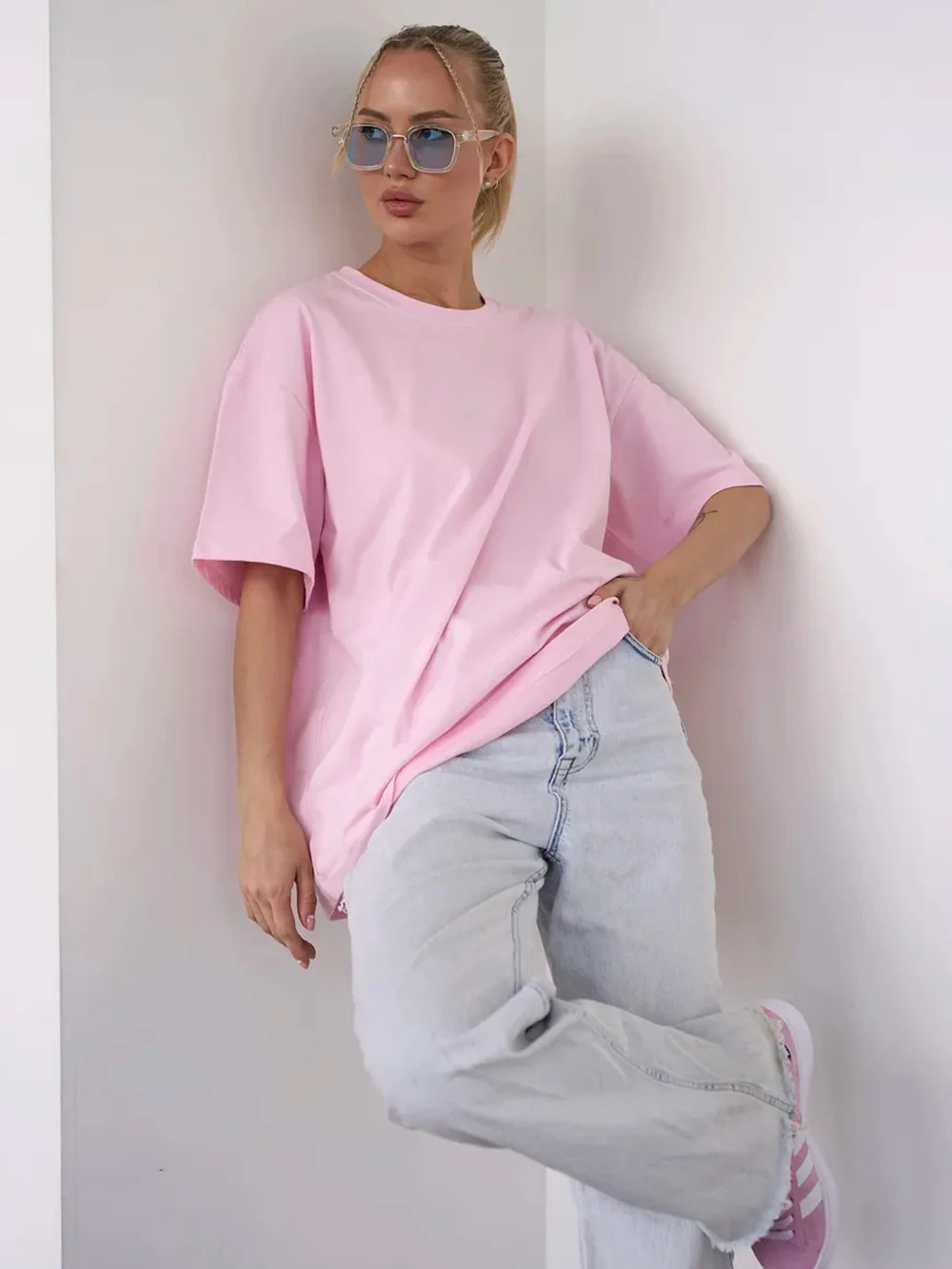 Einfache Baumwoll-T-Shirts für Damen, Sommer-Trend, Oversize-T-Shirts mit O-Ausschnitt, lässige Kurzarm-Tops, sportliche, bequeme Kleidung