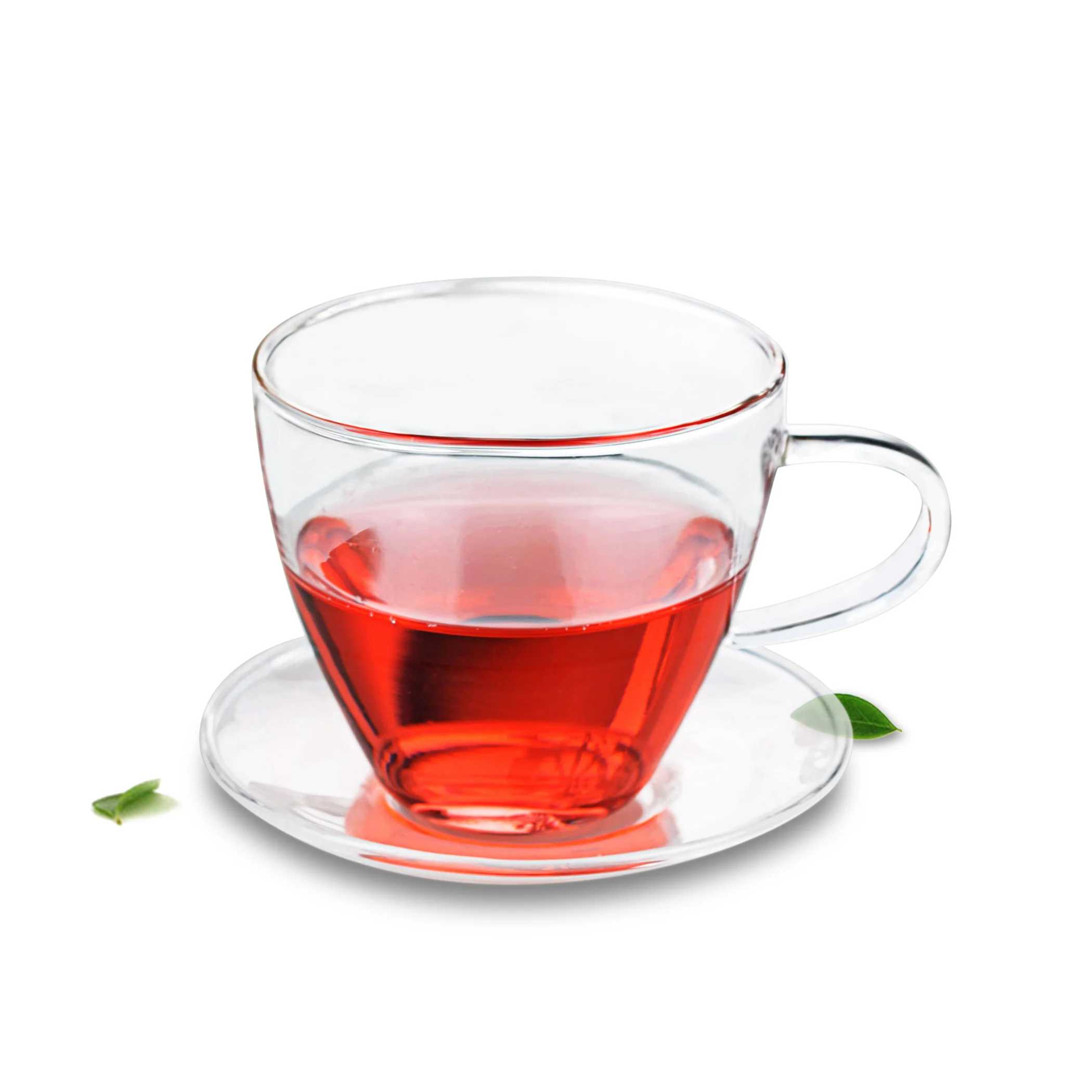 Lots Tea Coffee Cup Set - Heat Resistant Glass Tea Cup 160ml  + Saucer With 90mm Top Diameter