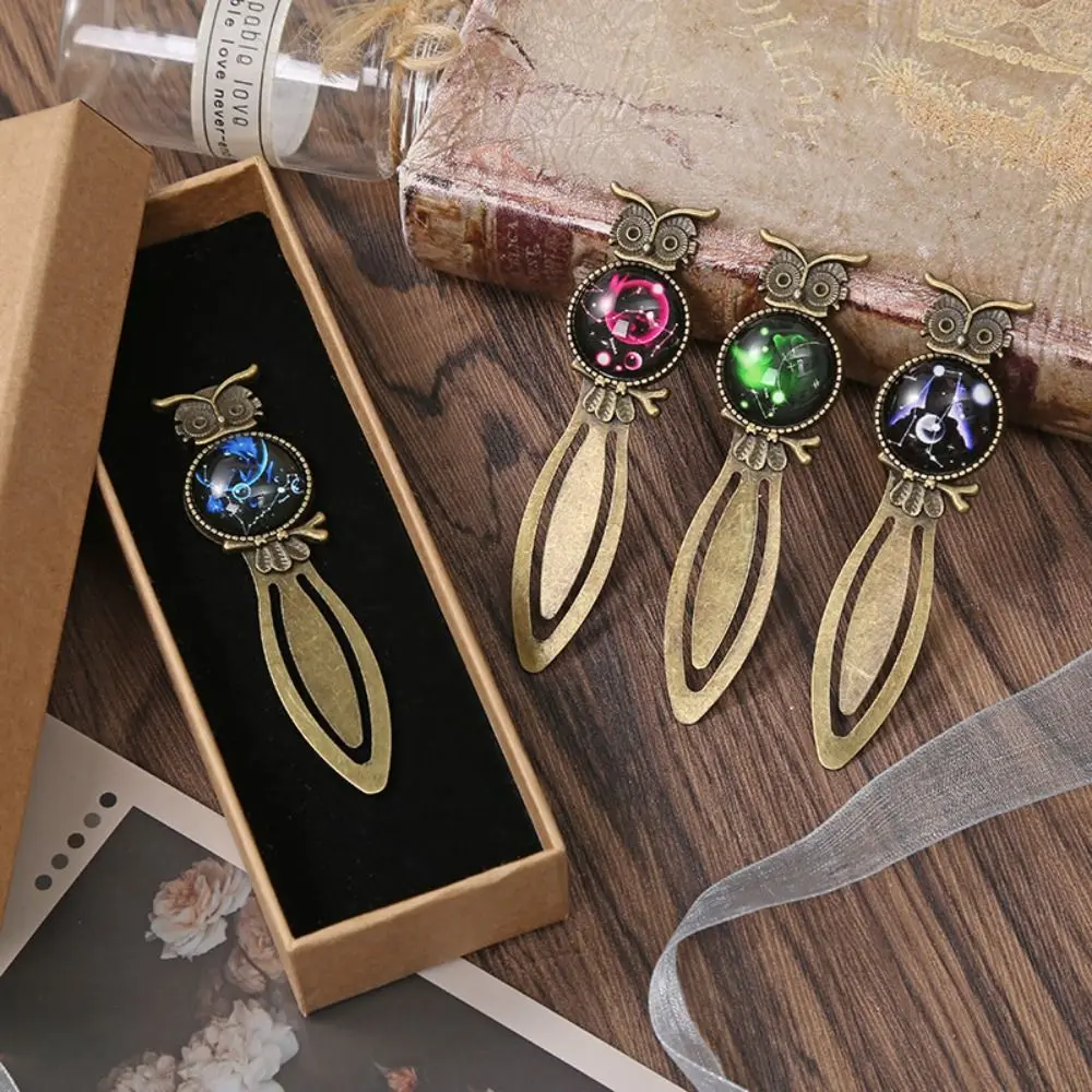 Edelstein eingelegtes Lesezeichen mit zwölf Sternbildern, Paginierungsmarkierung, viel Glück, Eule, Leselesezeichen, Buchclip, Buchpaginator