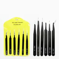 6PCS Anti-Static Tweezers Stainless Steel Precision Curved Tips for Electronics Repair Industrial Model Making Tools