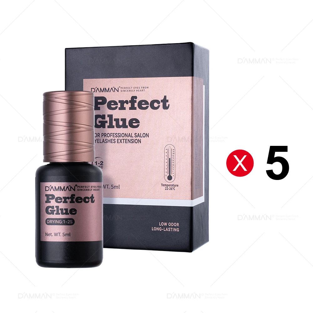 

Damman 5pcs New Upgrades 5ml Professional Eyelash Glue for Eyelash Extension 1S Fast Drying Lash Extension Glue Black Adhesive