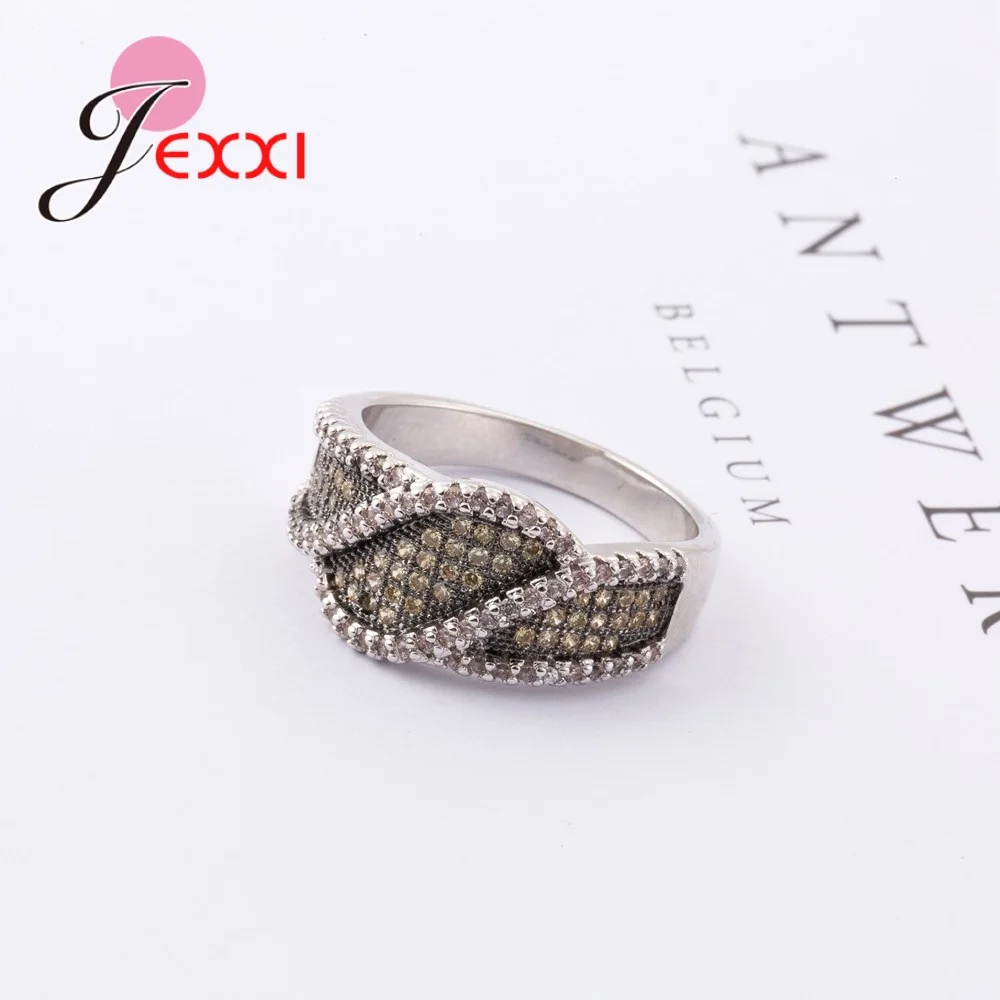 Fashion 925 Sterling Silver Infinity Mewah Pernikahan Cincin untuk Wanita Pria Pesta Kristal Mengkilap Band Anel Perhiasan