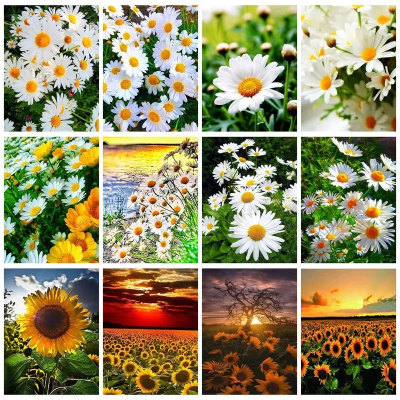 

RUOPOTY Diamond Painting Full Round/Square Sunflower Flower Cross Stitch Kit Embroidery For Adults Mosaic Rhinestones For Home