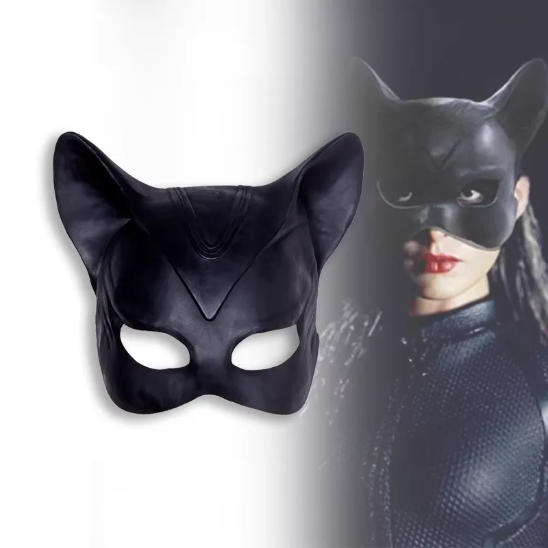 Film chat Sexy femme Selina Kyle Cosplay masque en Latex Costume de super-héros demi-visage masques noirs accessoires d'halloween accessoires de fête