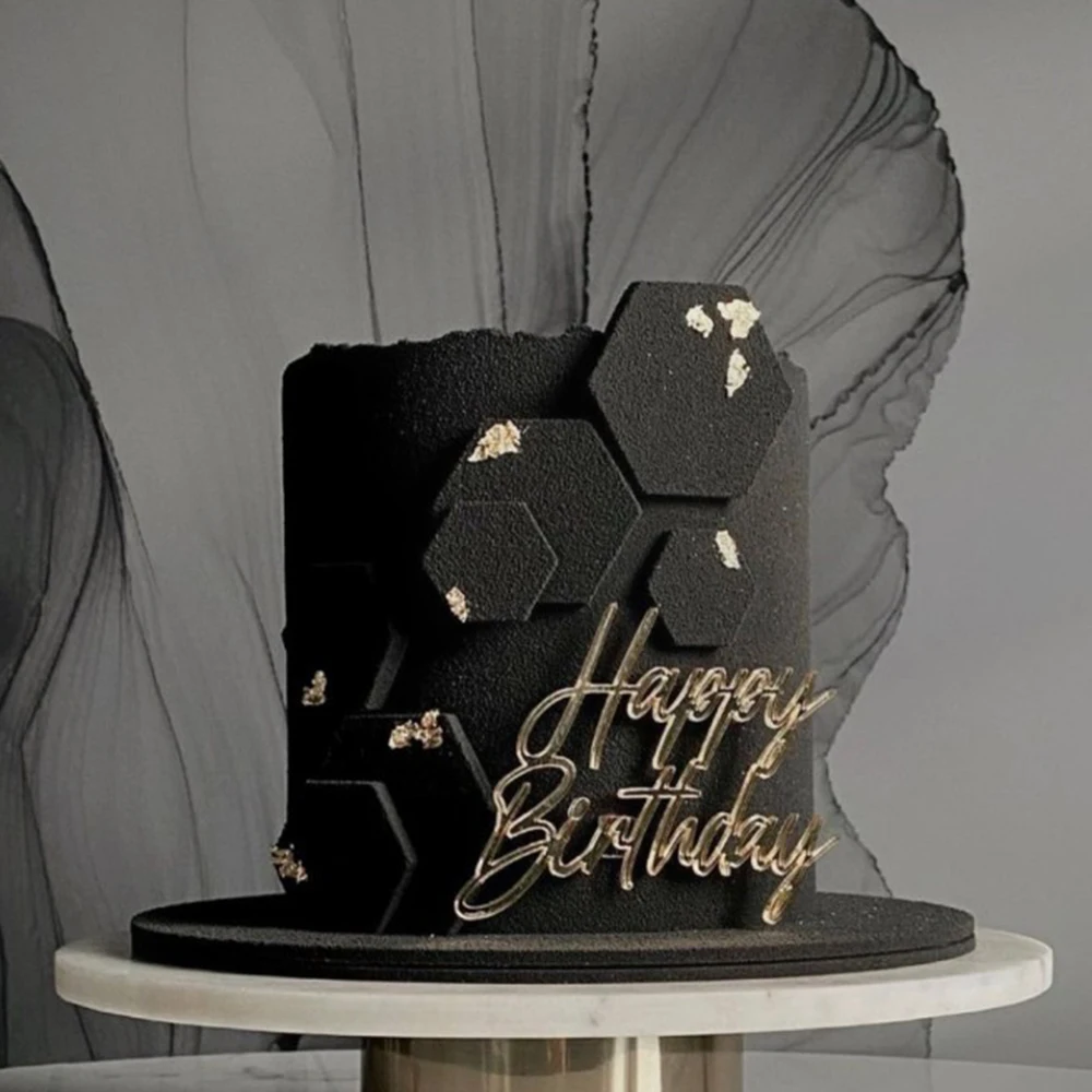 3 قطع من أغطية كعكة عيد الميلاد السعيدة من الأكريليك الذهبي لحفلات أعياد الميلاد وحفلات الهدايا وحفلات الزينة DIY