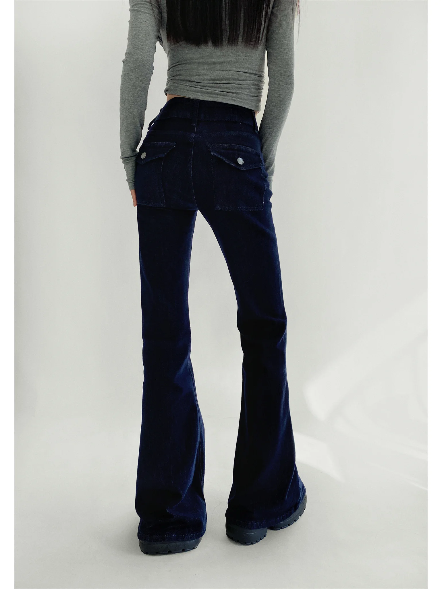 Jeans a gamba dritta a vita alta da donna originali Muffin elastico Top dimagrante drappeggiato bootcut retrò Sle autunno nuovo arrivo