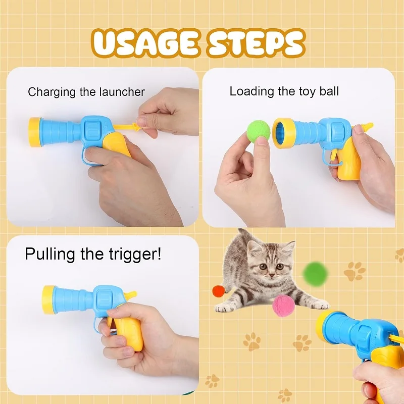 Katze Spielzeug Ball Interaktive Start Training Spielzeug Für Haustier Welpen Hund Kätzchen Kreative Mini Schießen Pistole Spiele Stretch Plüsch Ball Spielzeug – Detail 3