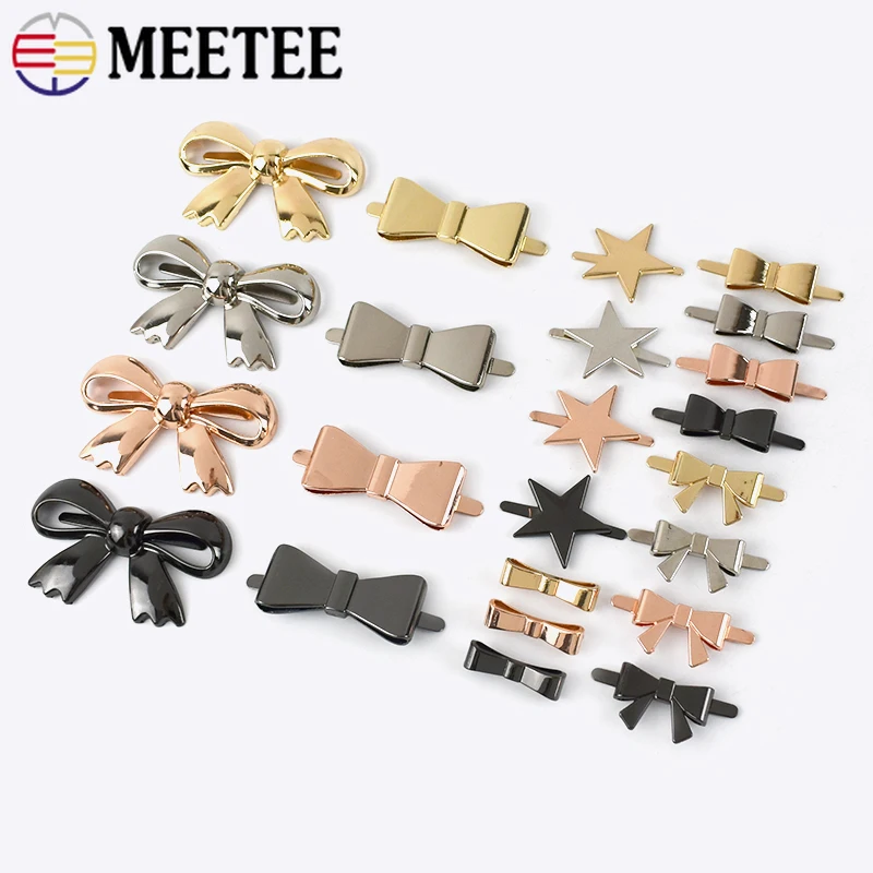 5/10Pcs Bow-Knot Metal Buckle Decoration Labels Tags Clip Clasp for Leather Bags Clothing Hats Craft DIY Hardware Accessories