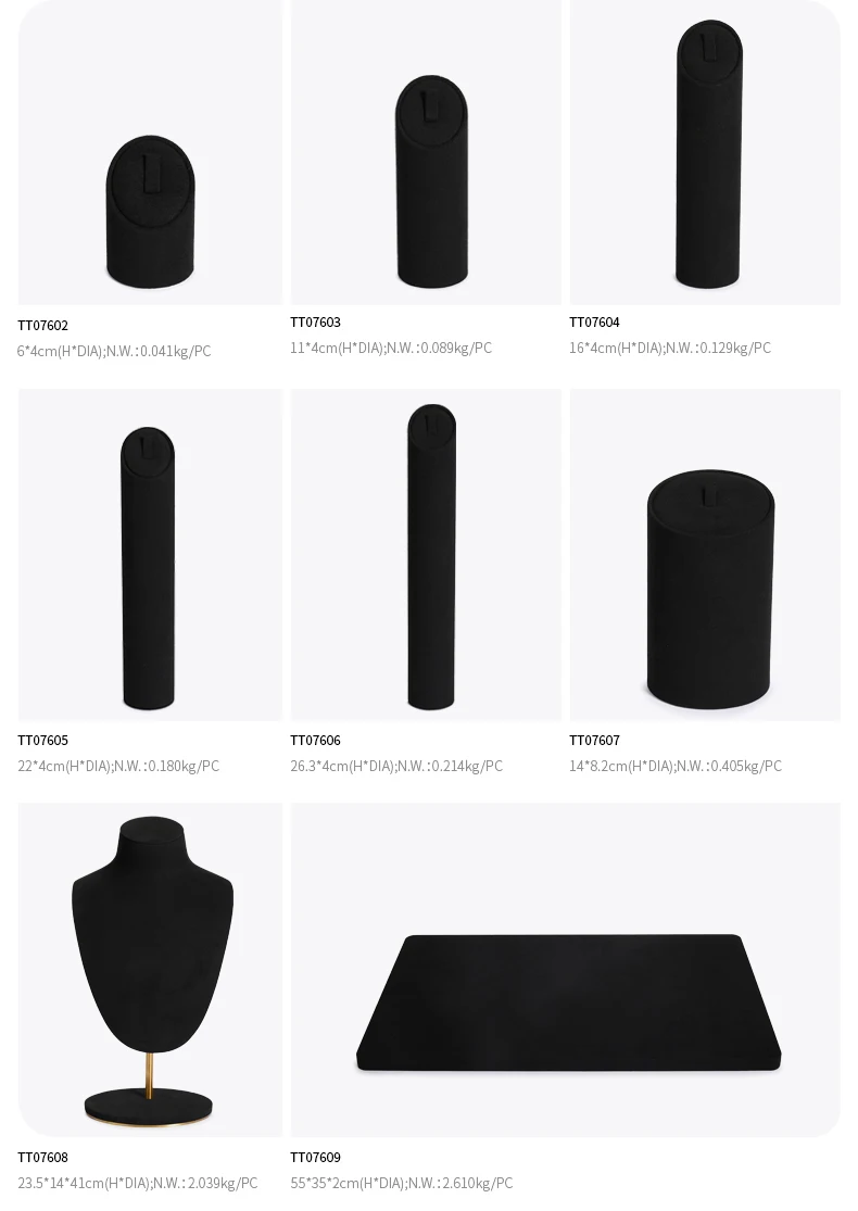 Oirlv Schwarzes Mikrofaser-Schmuckdisplay-Set mit Metall-Schmuckvitrine für Halsketten, Ohrringe und Armreifen – Detail 9