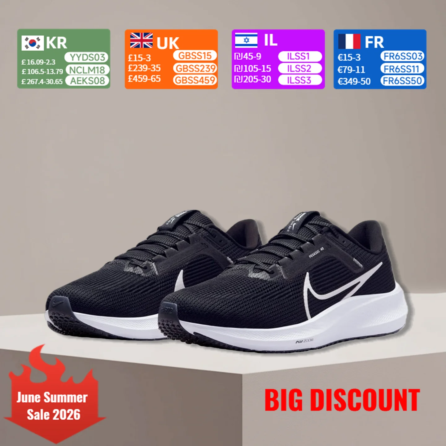 NIKE Air Zoom Pegasus 40 Running Shoes for Men and Women Shock Absorption, Slip Resistance, Durability DV3853-001