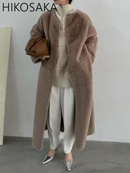 Japanese Fashion Elegant Lady Lamb Woolen Jackets Two Ways Wear Soft Fur All-in-one Overcoat Autumn Winter Warm Coats Female