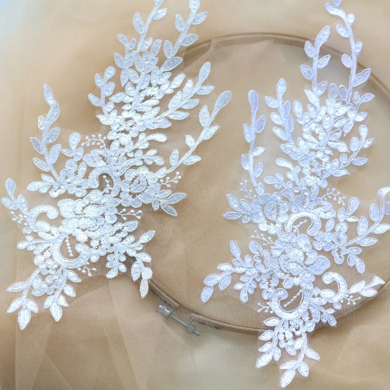 New Embroidery Lace Flowers Sequins DIY Wedding Dress Decoration Sewing Accessories Set