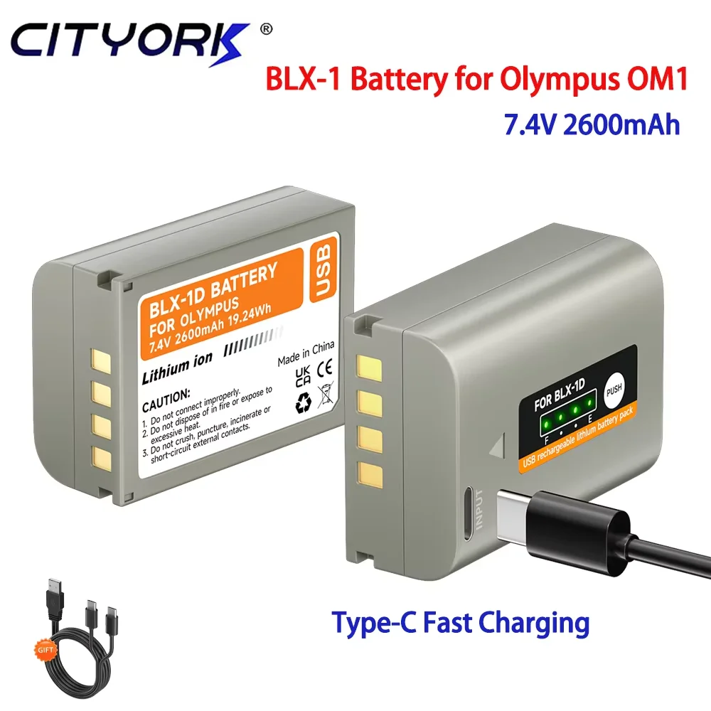 

Аккумулятор BLX 1 BLX-1 для Olympus OM1 OM System OM-1 2600 мАч BLX1 Аккумулятор + порт USB Type-C беззеркальная камера OM1 MARK II OM 1 MK2