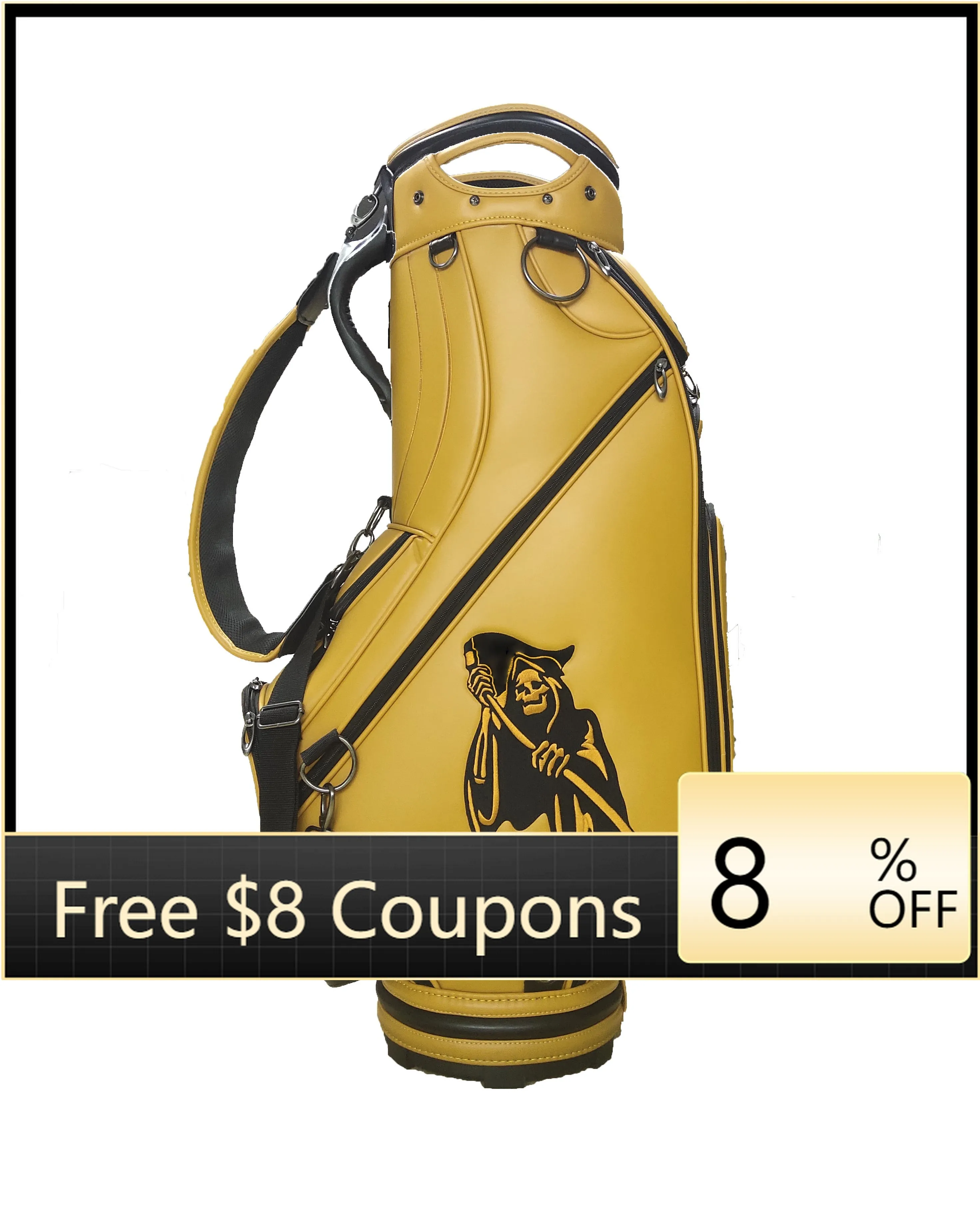 

XMSJ Mens Durable Faux Leather Golf Staff Bag