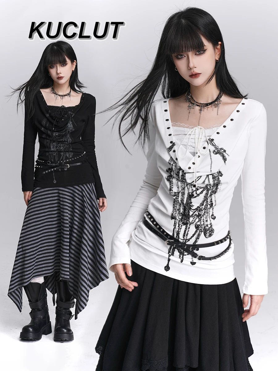 

Girl American Cool Y2k Punk Style Women's Tops Spring Autumn Casual Tees Fashion Subculture Long Sleeve T-Shirt Women