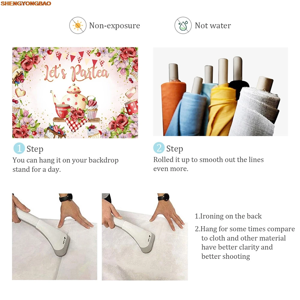 Princess In Wonderland ดอกไม้สีชมพูกระโปรงสาววันเกิดการถ่ายภาพฉากหลัง Tea Party Baby Shower Photo Studio พื้นหลัง