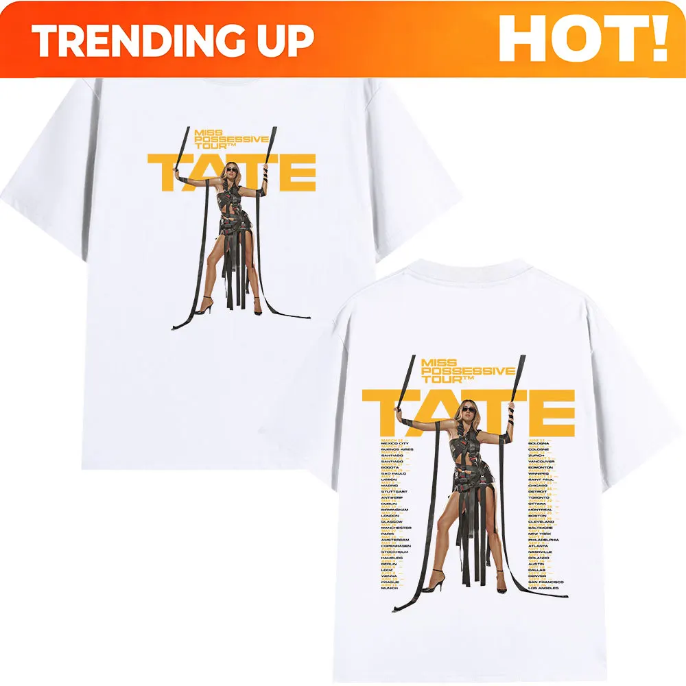 Tate McRae Miss Possessive Tour 2025 T-Shirts Men Women Harajuku O-Neck Short Sleeve T Shirts Cotton Casual T-shirt Fans Gift