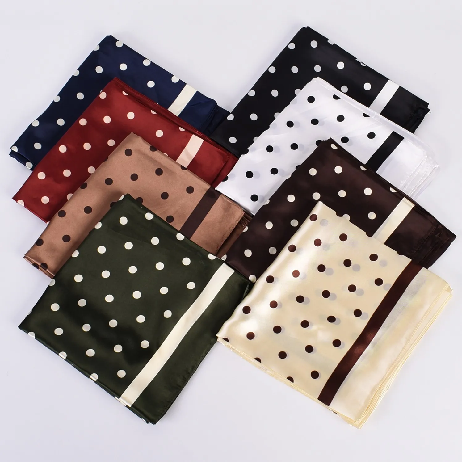 Fashion Satin Square Scarf Bandana Women Polka Dots Print Neckerchief Hair Bandana Female Square Head Scarves Shawl Foulard