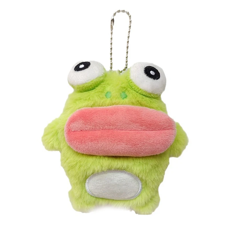 [New] Sausage Mouth Frog Key Chain Cartoon Plush Doll Pendant Couple Key Ring Backpack Charms Car Bag Decor Christmas Hot sale view 6