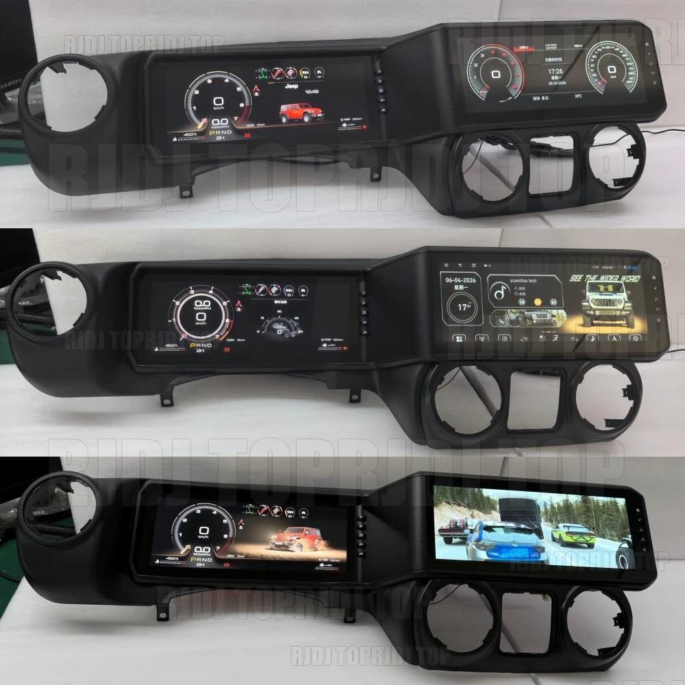 Dual 12.3 Inch In-Dash Touch Screen Car Radio GPS Navi Stereo Multimedia Player CarPlay Android Auto For Jeep Wrangler 2010-2017