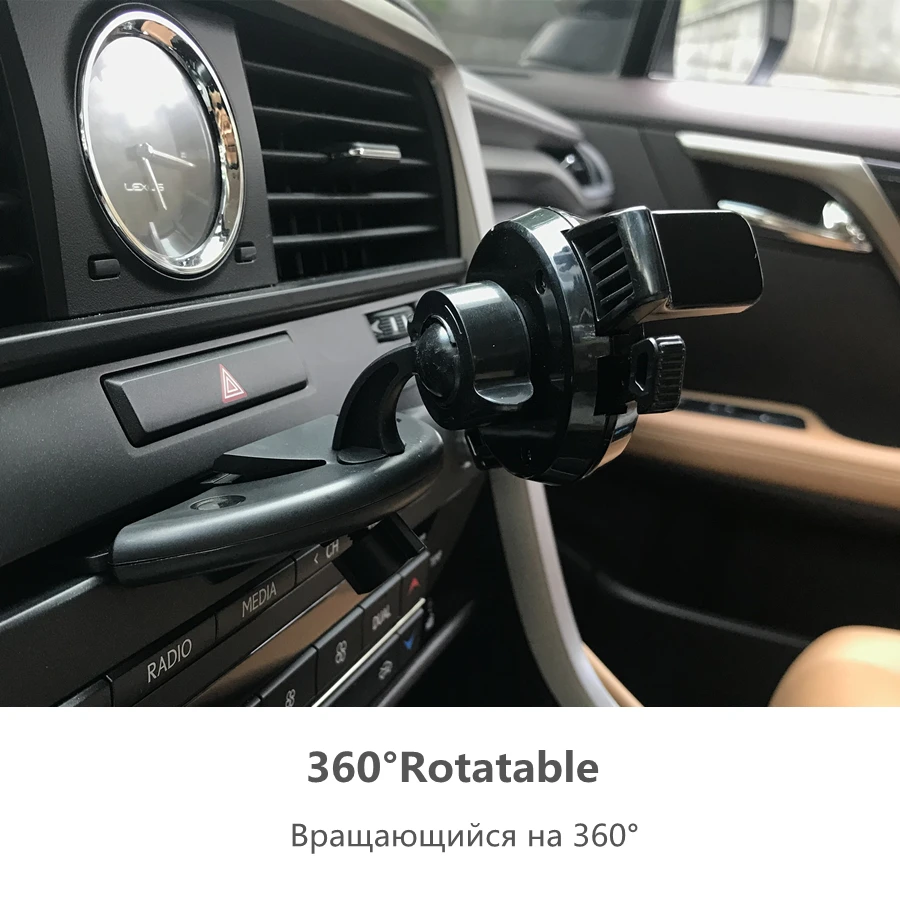 Pemegang Mobil Otomatis Slot CD Dudukan Telepon Dapat Diperpanjang Tampilan GPS Mendukung 360 Dudukan Telepon Mobil Dapat Diputar Berkendara Aman
