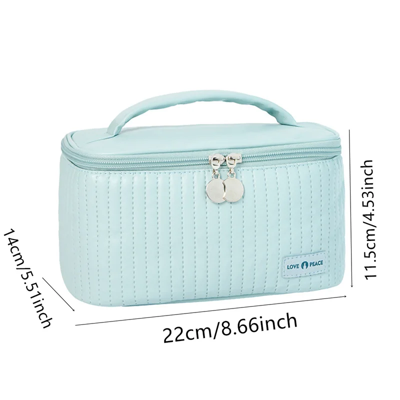 Makeup Bags for Women Travel Toiletry Cute Cases Bag Portable Solid Color Makeup Organizer Box Cosmetic Bag Neceser PU Leather