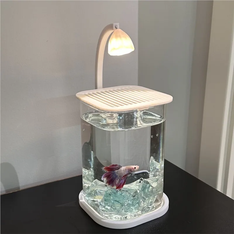 Small Lazy Glass Aquascape Living Room Dining Table Fighting Fish Special Small Fish Tanks