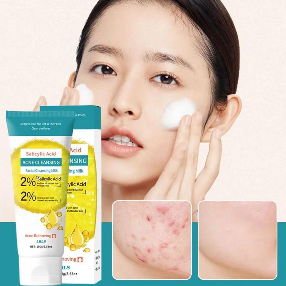 

100g Salicylic Acid Facial Cleanser Face Wash Foam Cleansing Hydrating Skin Moisturizing Care Cleanser Facial Products Face N3F9