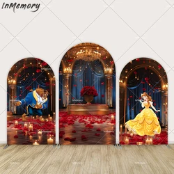 Disney Beauty and The Beast Ballroom Arch Backdrop Cover Princess Belle Glass Window Wedding Background for Photoshoot Arch Wall