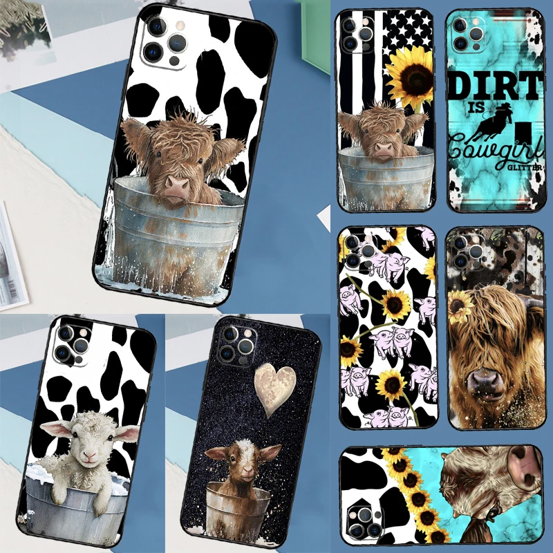 Western Highland Cow Sunflower Cute Case For Samsung Galaxy A16 A36 A56 A12 A32 A52 A15 A35 A55 A54 A34 A14 A13 A53 A17 A37 A57