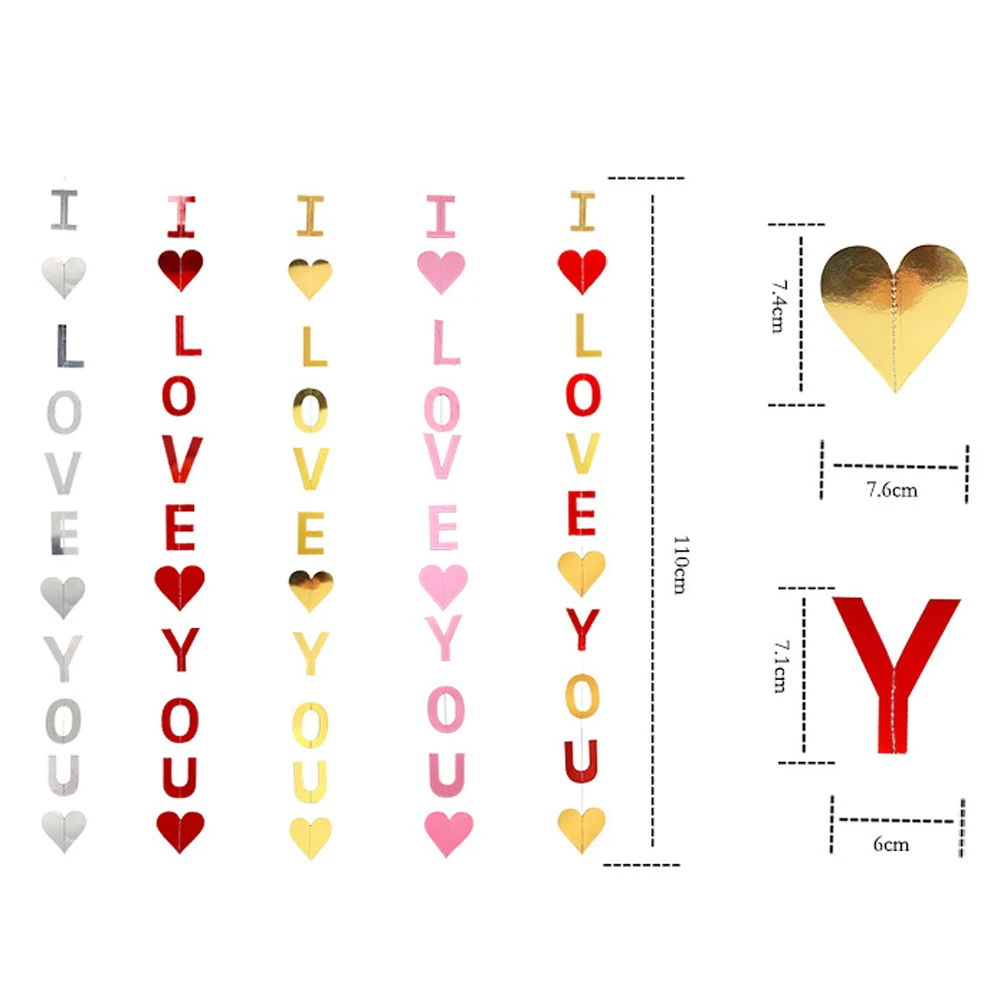 

5 Pcs I Love You Balloons Decorative Paper Banner Hanging Photo Prop Wedding Party Room Valentines Proposal Background nament
