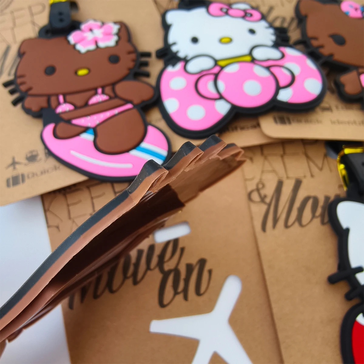 Cute Cat Luggage Label Girls Travel Luggage Tag Bowtie Cat Suitcase ID Address Holder Baggage Boarding Portable Ticket Case image 5