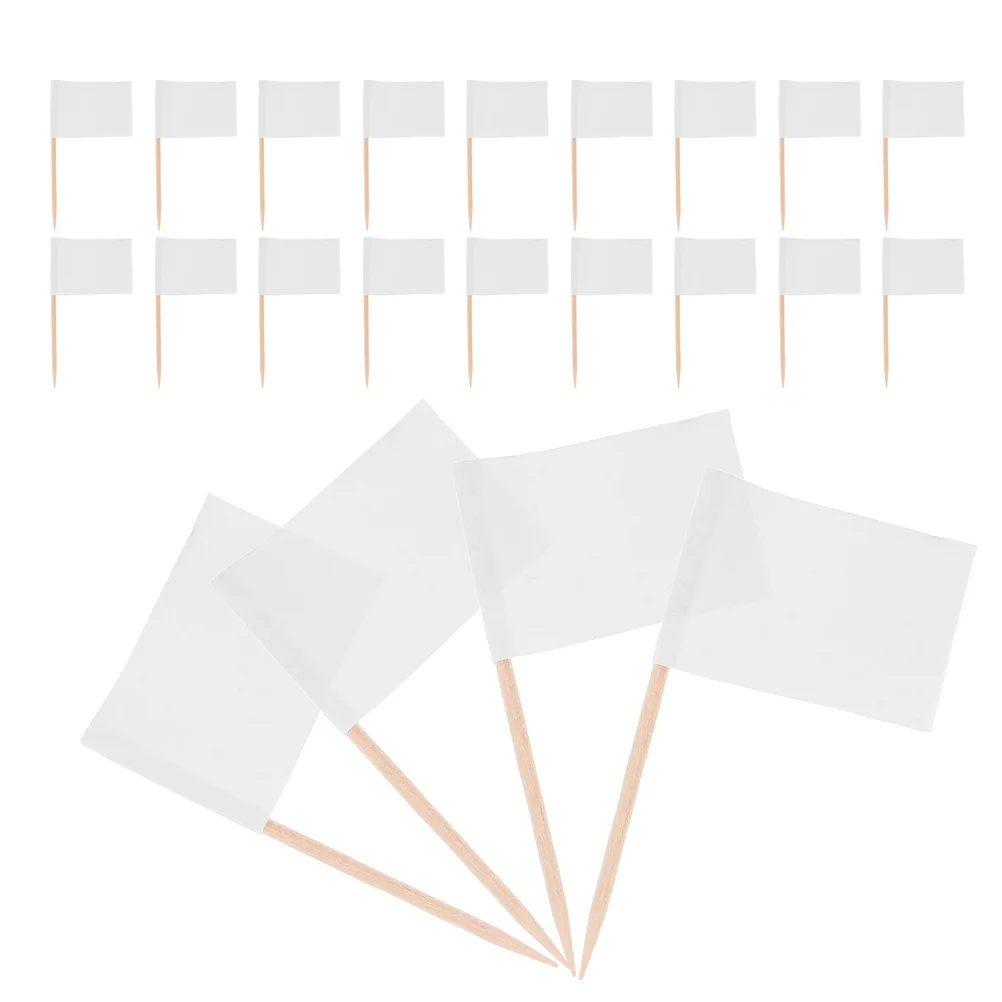 

200Pcs Cake Decoration Flags Mini Blank Flags on Sticks for Cupcakes Appetizers Desserts Food Labeling Party Buffet Use
