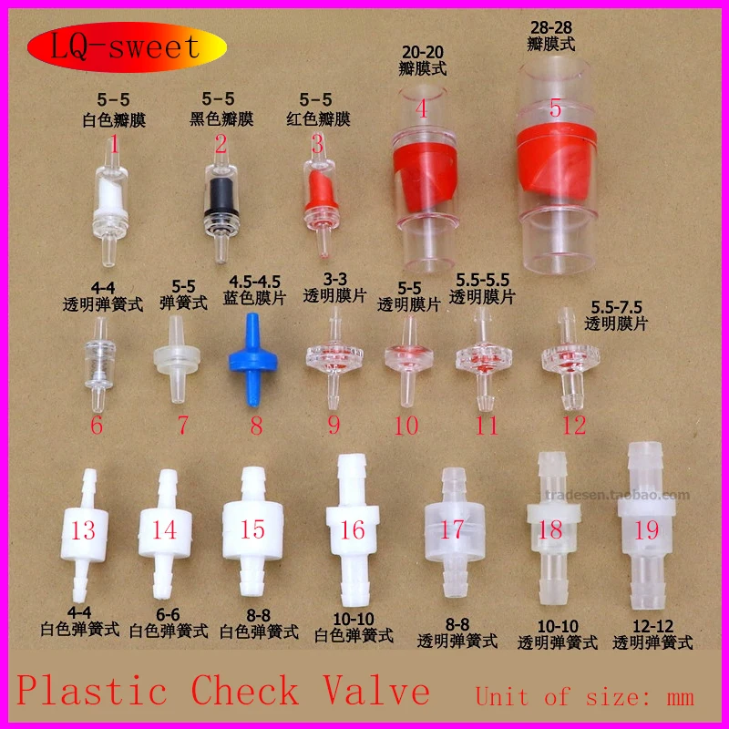 Plastic Check Valve Water One-way Valve Water Stop Valve Inline Fluids Check Valves for Fuel Gas Liquid 2Pcs