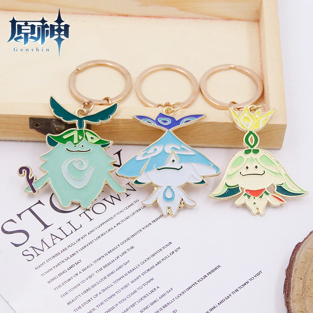 Genshin Impact Sumeru Aranara Arama Keychains Cosplay Props Metal Enamel Pendant Key chain Badge Christmas Gift Accessories