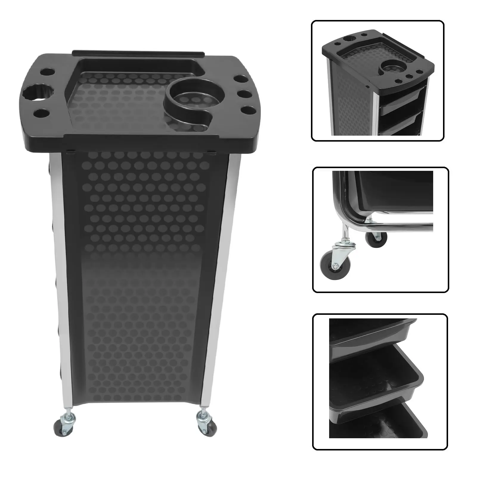 Тележка для салона Cncest с колесами, 7-уровневая тележка на колесиках премиум-класса с замком и карманными вставками, рулон тележки для волос с 6 ящиками