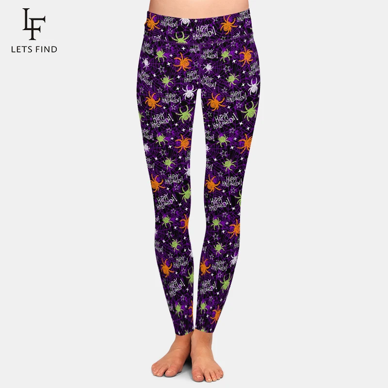 LETSFIND-Leggings con estampado 3D de araña para mujer, pantalón completo elástico de cintura alta, Sexy, para Fitness, para Halloween, novedad de otoño, 2023