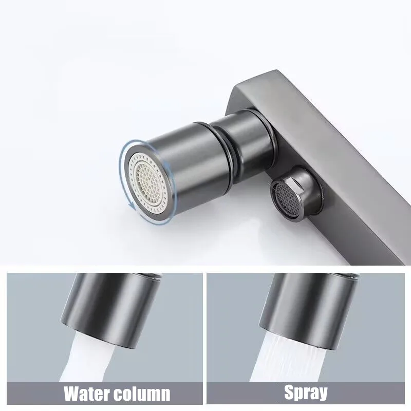 Copper 2 Mode Kitchen Faucet Spray Head Nozzle Black Extender Faucet 360° Rotary Splashback Bathroom Tap Water Saving Nozzle