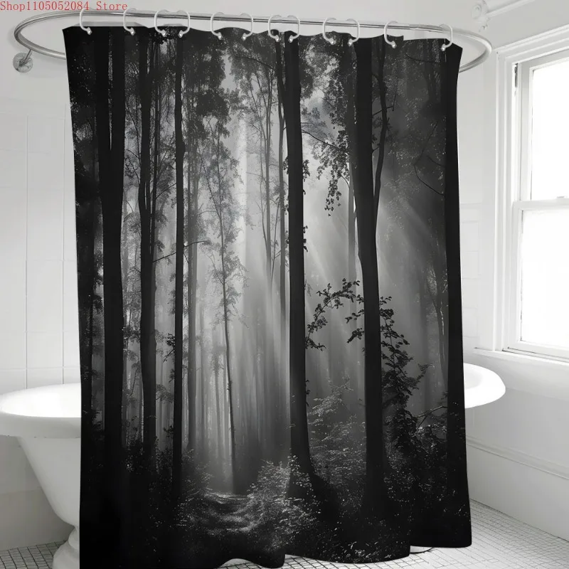 1pc print shower curtain 12 hooks  -   With Hooks Waterproof Mildew Proof Easy Install Washable