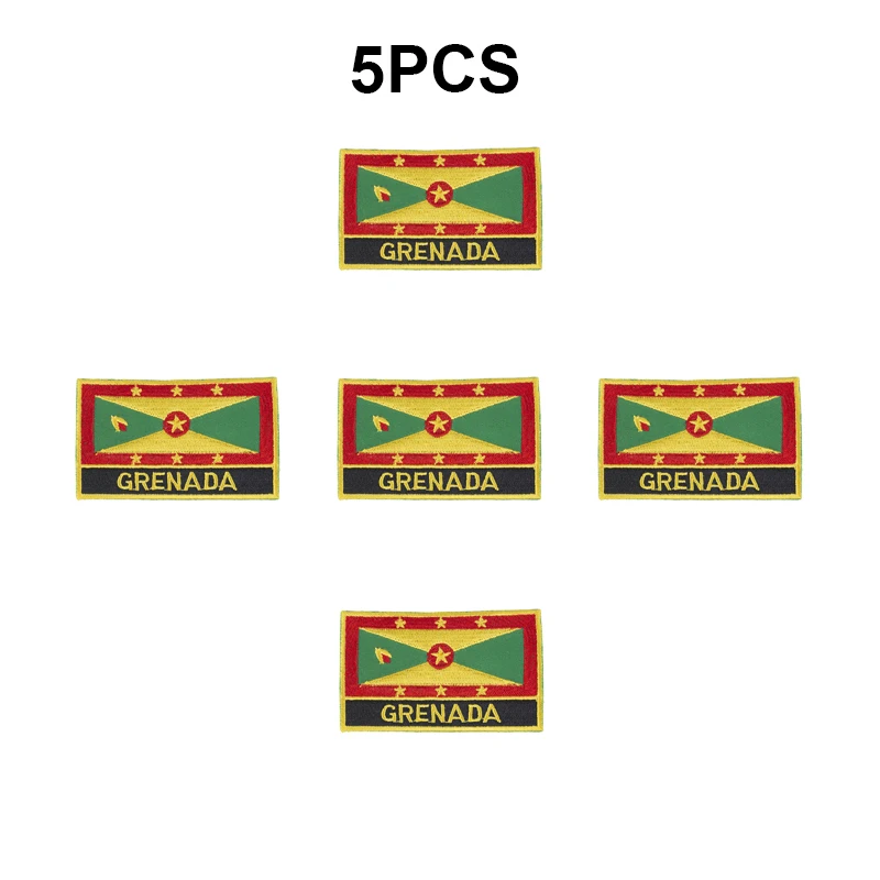 1-100PCS 8*5cm Grenada Flag Embroidery Patches Iron on Saw on Transfer patches Sewing Applications for Clothes in Home&Garden