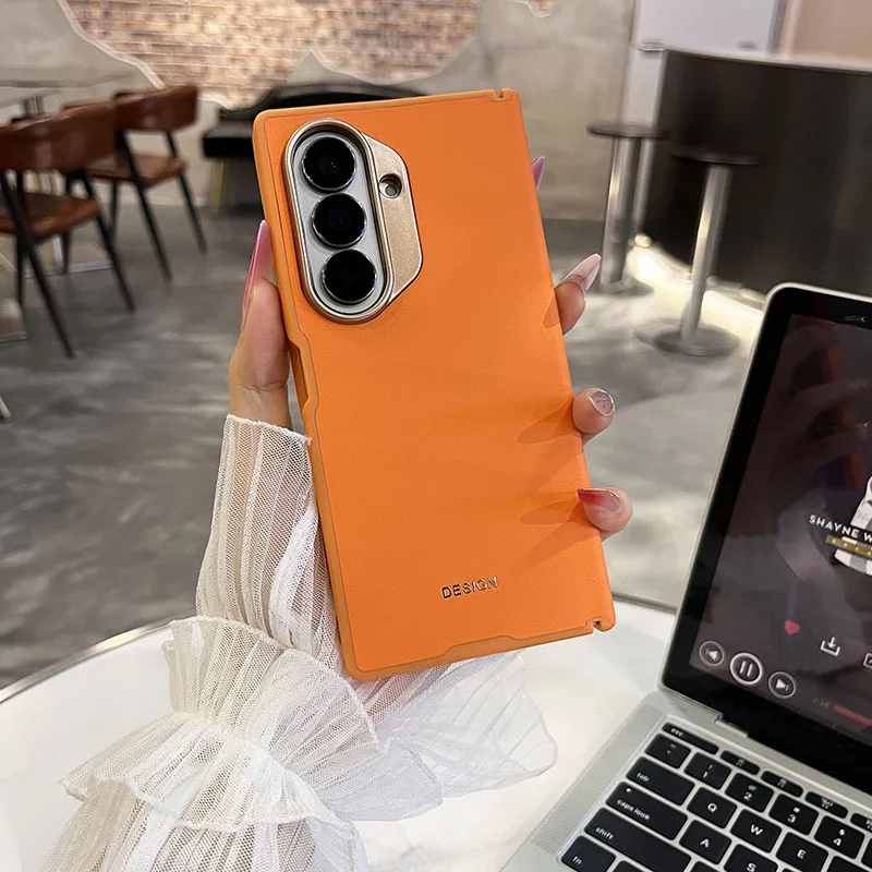 Case For Samsung Galaxy Z Fold7 6 5 Z TriFold Magnetic Full Hinge All-Inclusive PU Leather Phone Electroplated Foldable Cover