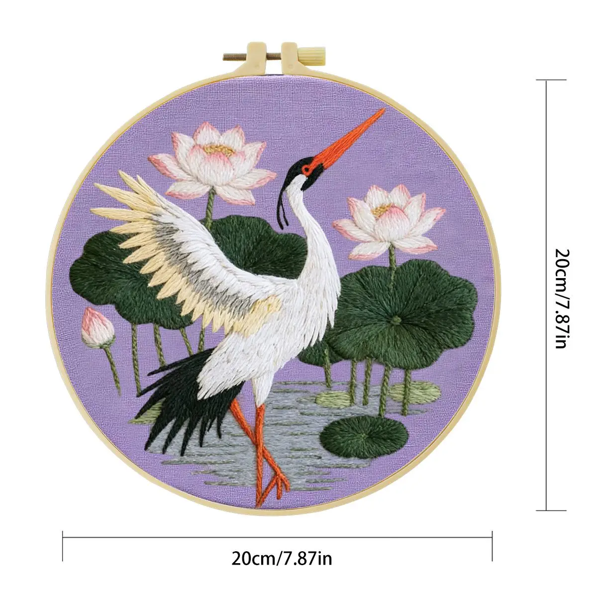 1 Stück 20X20CM/15X15CM 7,87/6,3 Zoll Schwan-Stickerei-Starter-Kit DIY-Kit DIY-Stickerei-Set Handarbeiten Nähkunst-Set für Anfänger – Detail 4