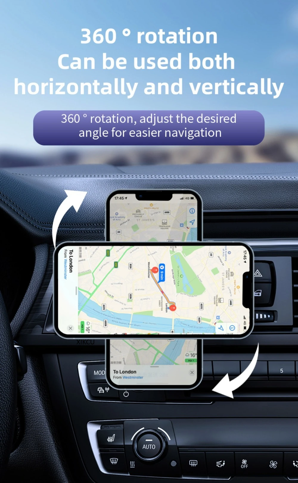 차량용 마그네틱 무선 충전기 GPS 에어벤트 폰 홀더 스탠드 마그세이프 아이폰 17 16 15 14 13 12 프로 맥스 고속 충전 스테이션