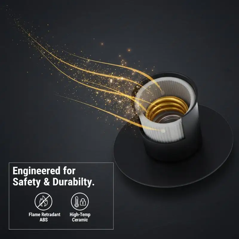 @*E27 Ceramic Lamp Base Fireproof with Metal Cap Spring Bracket Durable Socket for Commercial Residential Lighting Repair