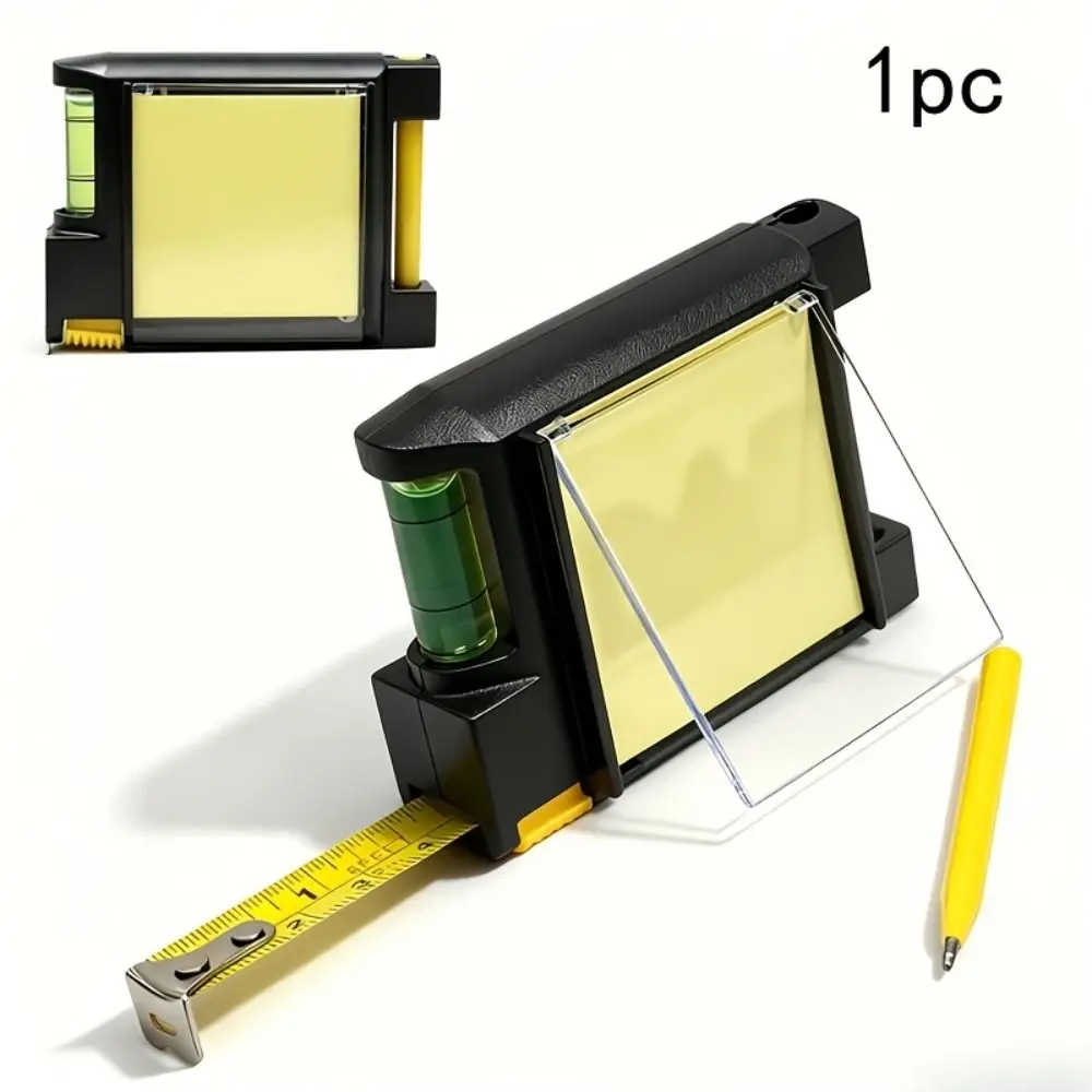 4in1 Tape Measure Level Retractable High Precision Steel Tape Measure with Sticky Notes and Pen Waterproof Measurement Tools