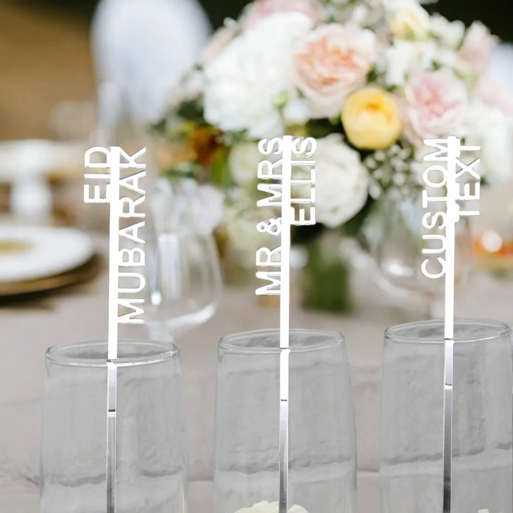 1pc Customized Wedding Cocktail Stirrers Personalized Birthday Name Acrylic Party Drink Stirrers Baptism Decorations