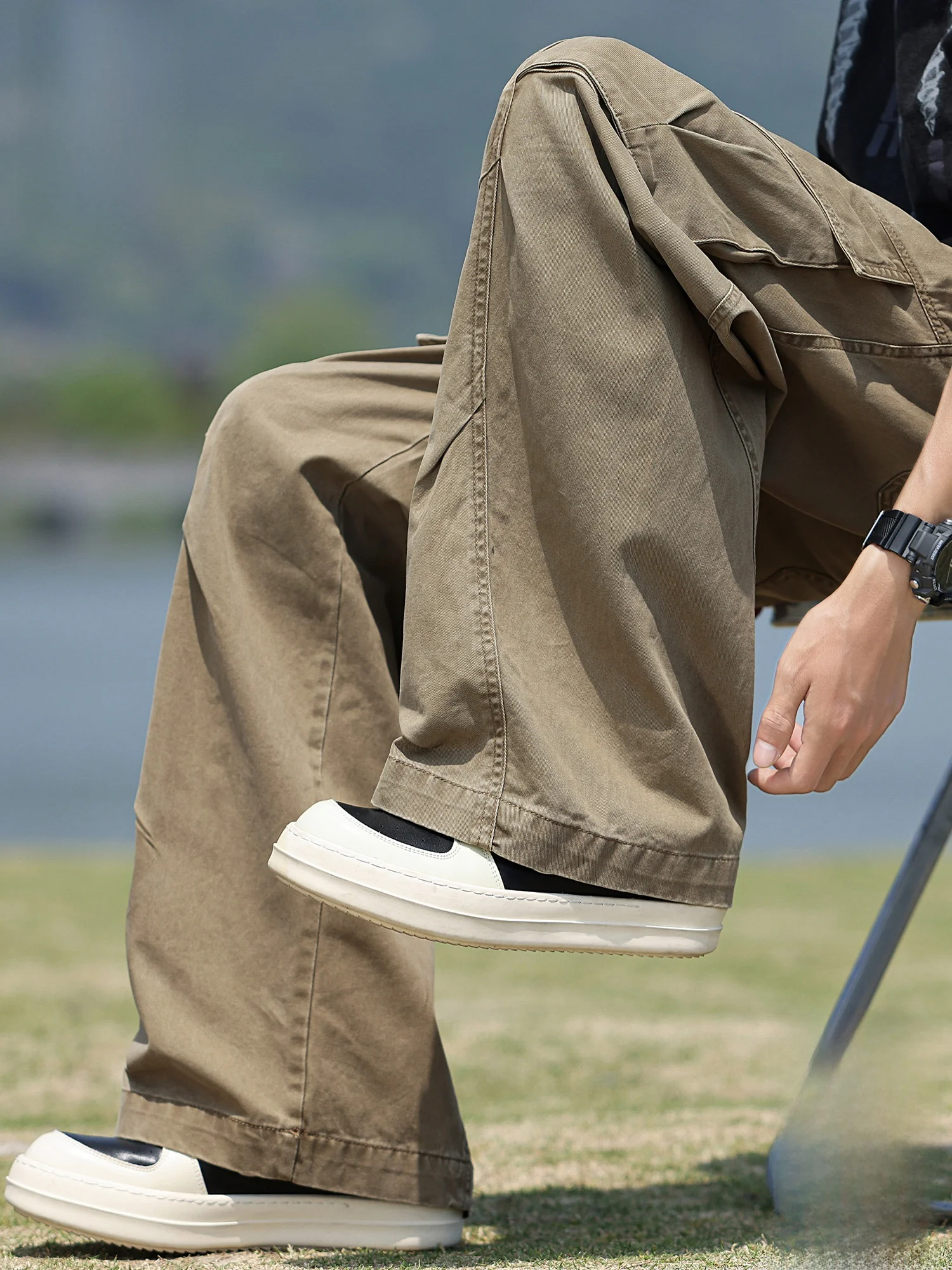 

PaulFrank Spring Trendy Brand Casual Pants Men's New Loose Drapey Workwear Long Trousers Wide Leg Pants American Sle Polyes...