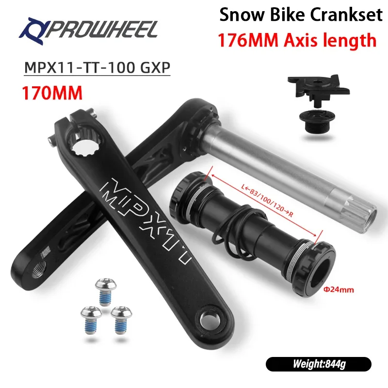 

Prowheel MPX11 Snow Bike Crankset 176MM Axis 170mm Crank arms with Adjustable Bottom Bracket BB100/120mm Bicycle Parts